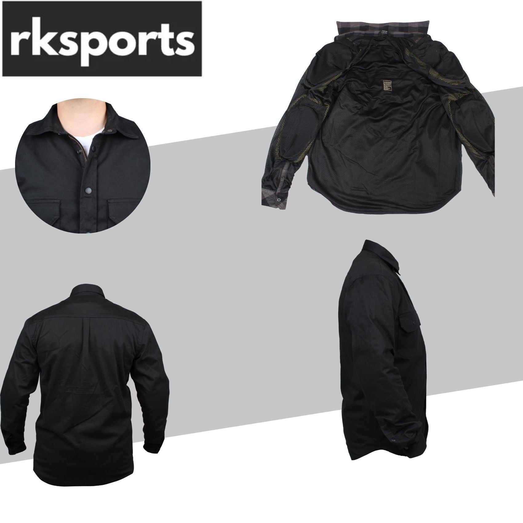 rksports armour shirt CE A Rated motorcycle motorbike Black/Grey/Red