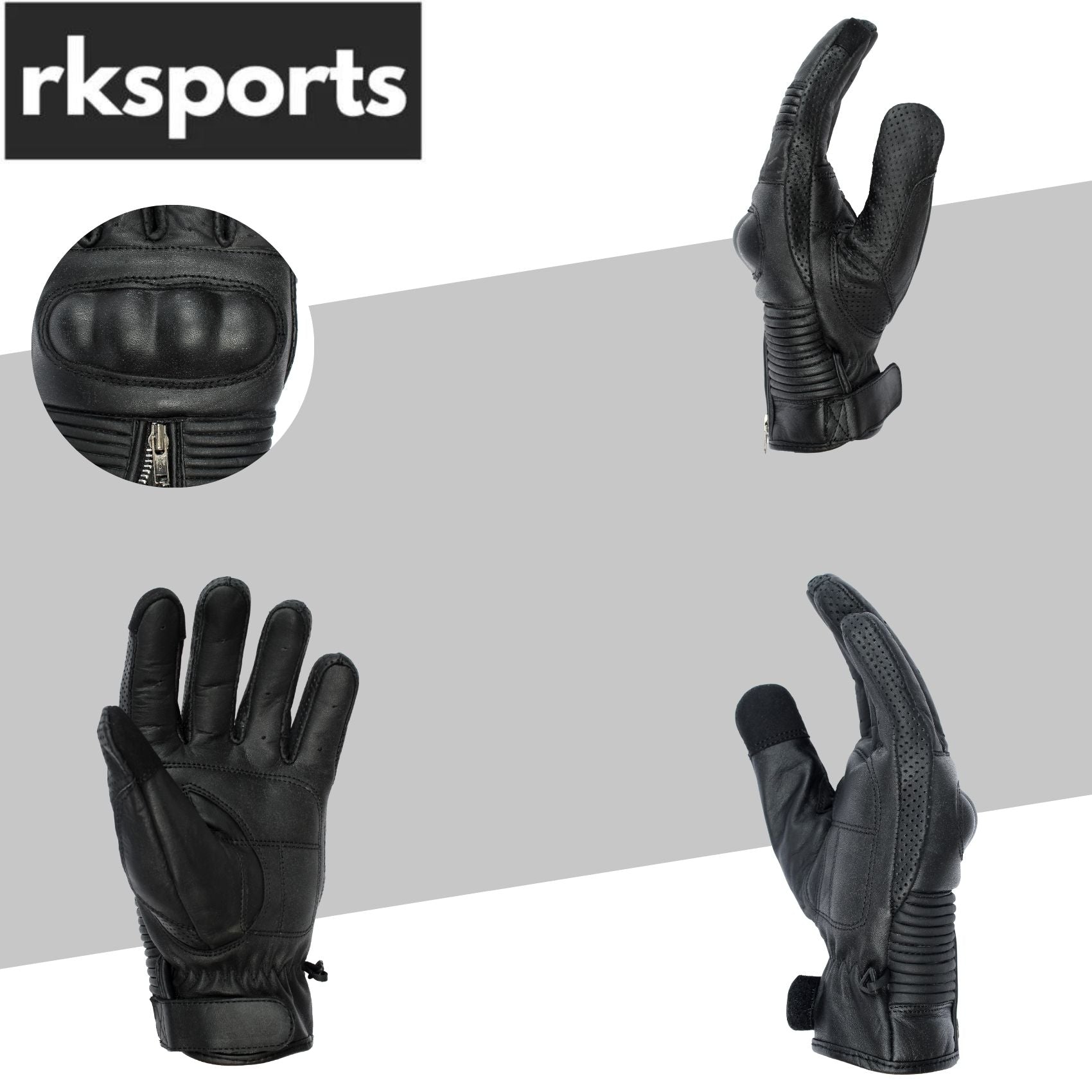 RKsports 420 Classic Summer Motorcycle Gloves – Breathable Cowhide Leather