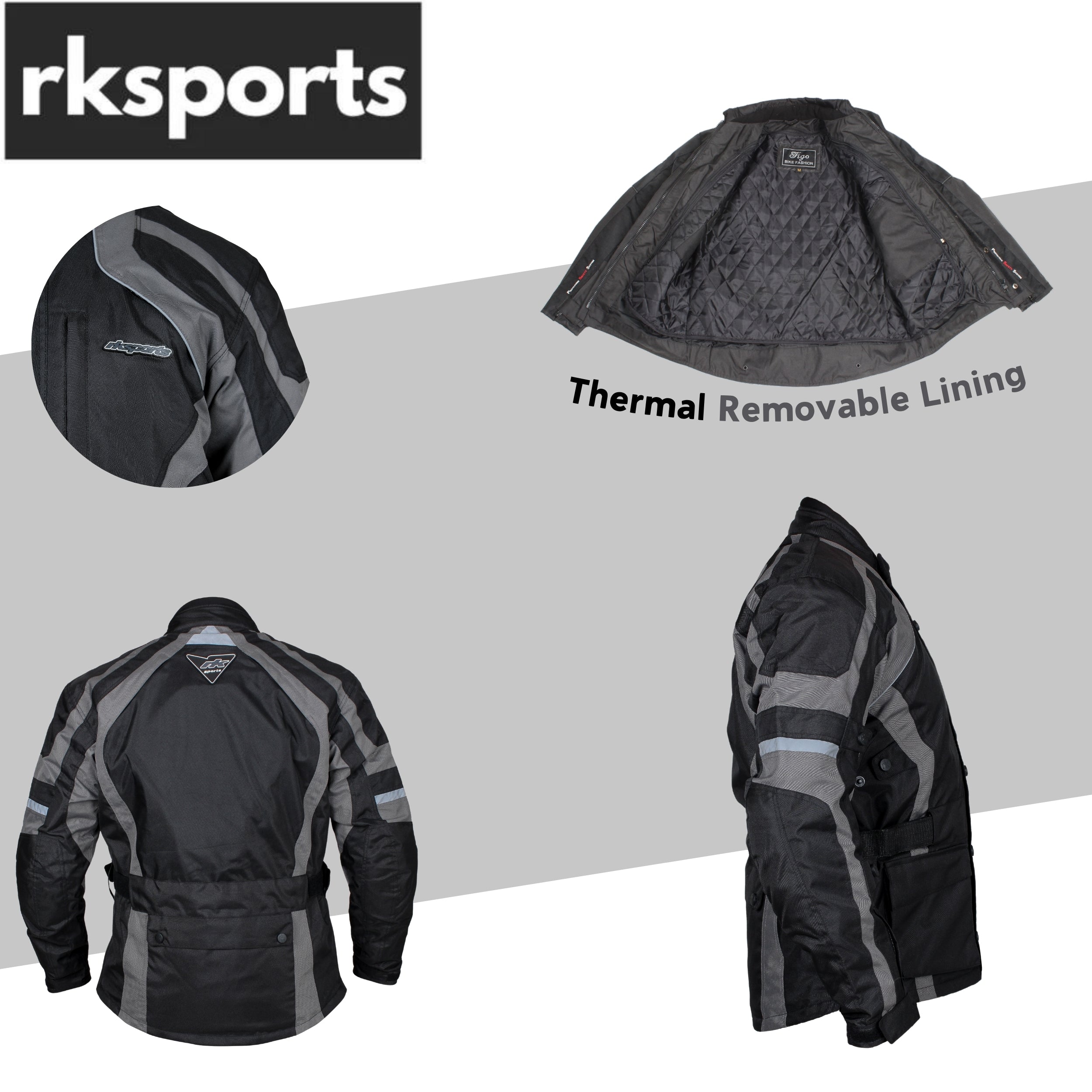 RKSports Style Commander Motorbike Motorcycle Waterproof Jacket red blue black