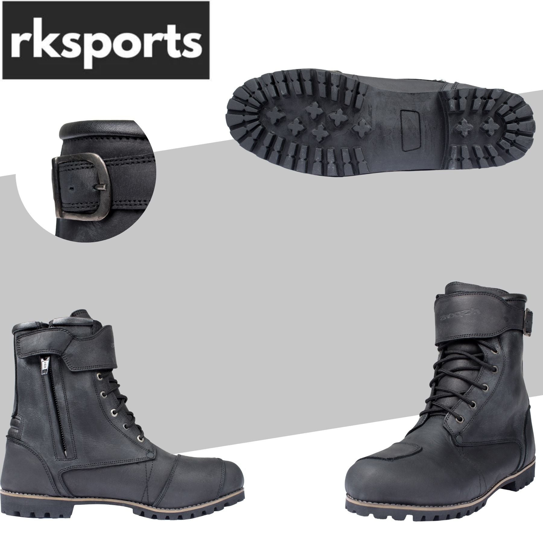 RKone Blend 10052 Motorbike Motorcycle Waterproof Touring Boots |Black and Brown