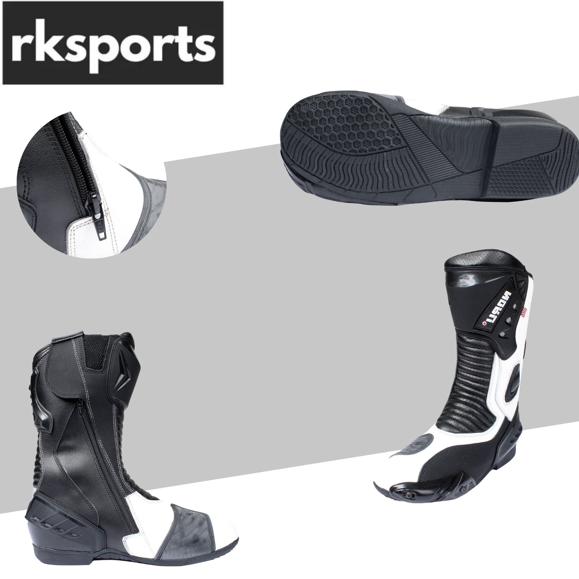 Rksport New Noru race Motorcycle Black white Leather Sports Race Boots