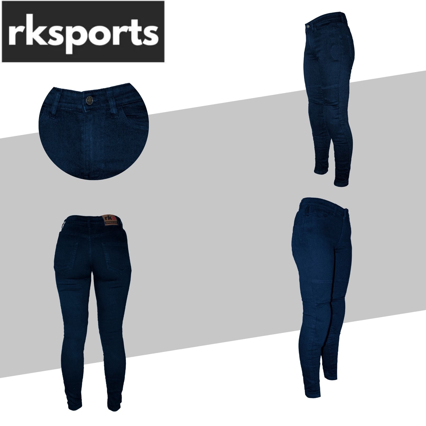 RKSport Ladies Motorcycle Motorbike Denim Trousers Jeans with protective Lining
