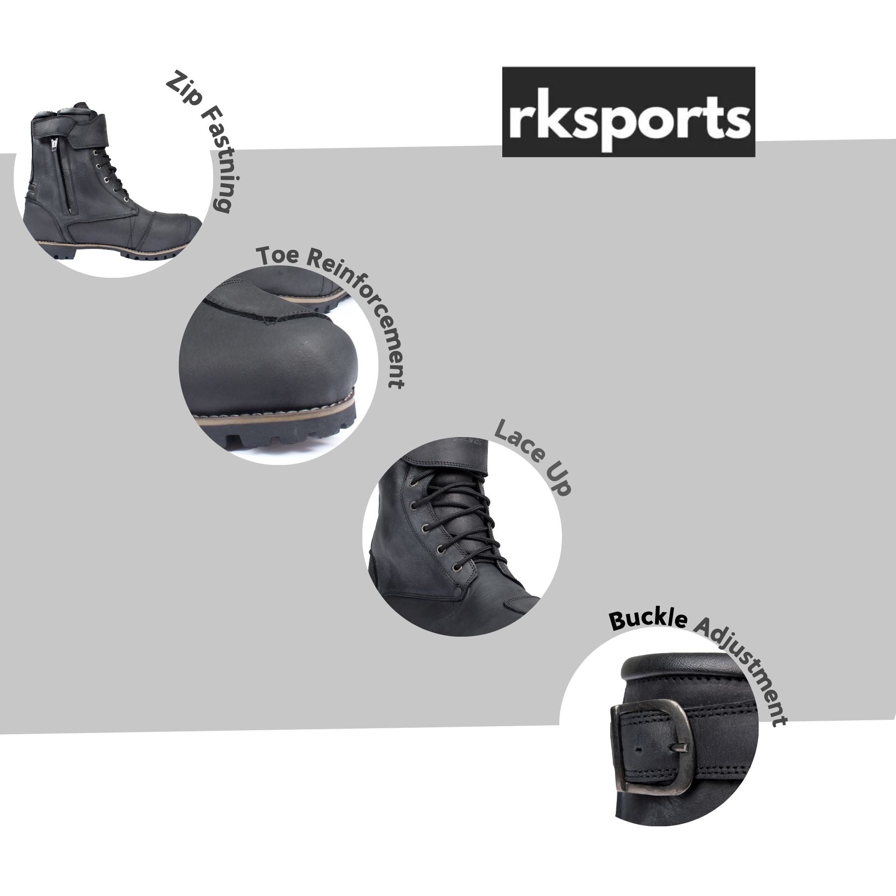 RKone Blend 10052 Motorbike Motorcycle Waterproof Touring Boots |Black and Brown