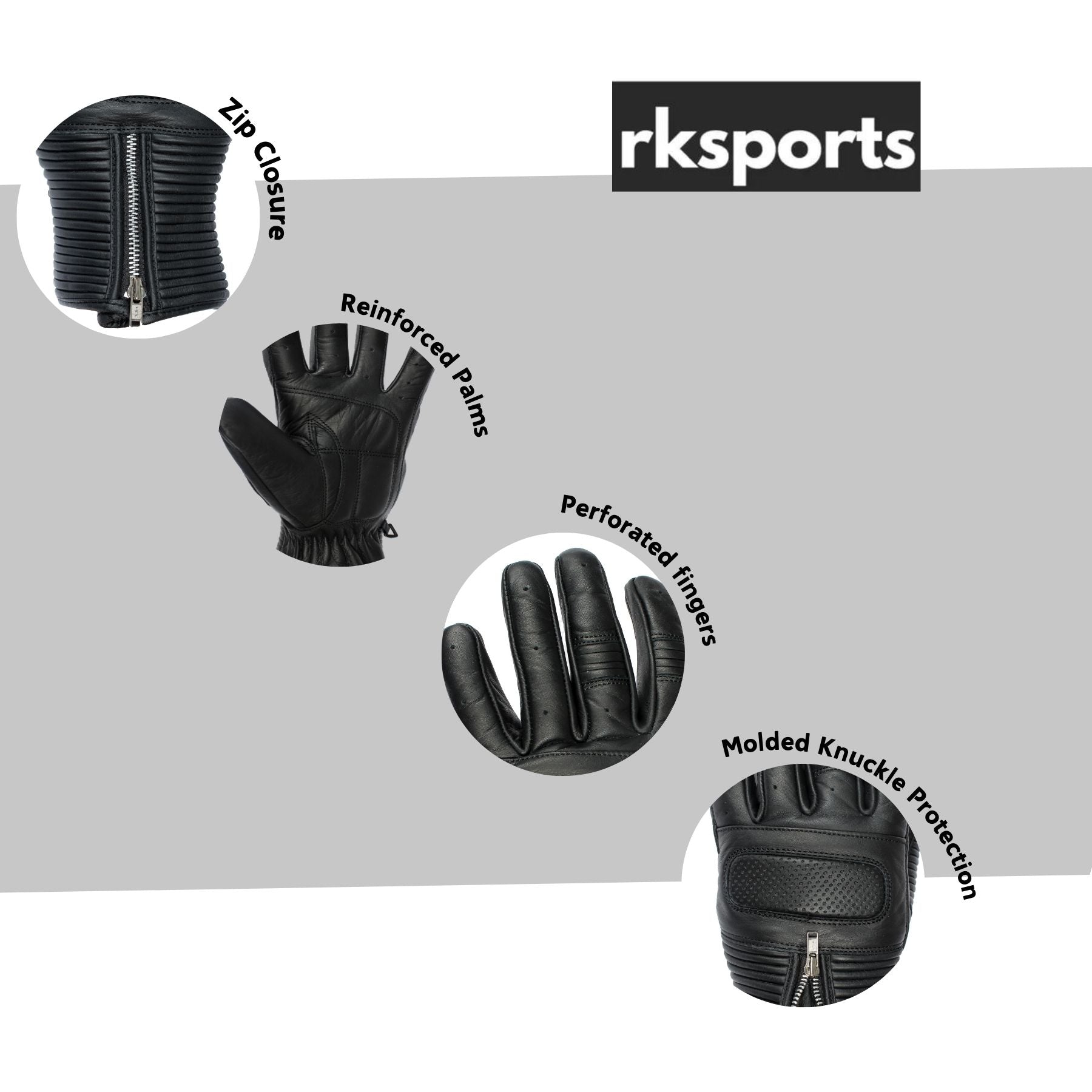 Summer Leather style 1019 Perforated Motorcycle Motorbike Gloves