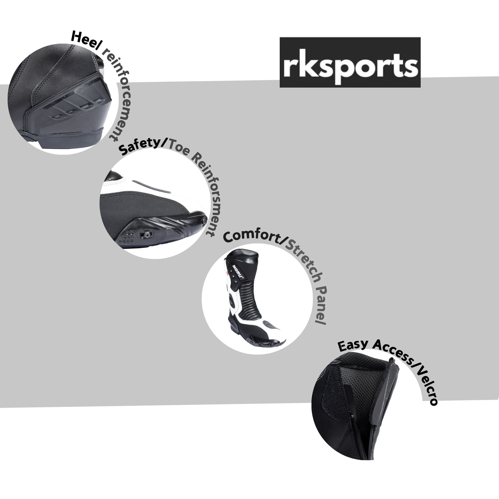 Rksport New Noru race Motorcycle Black white Leather Sports Race Boots