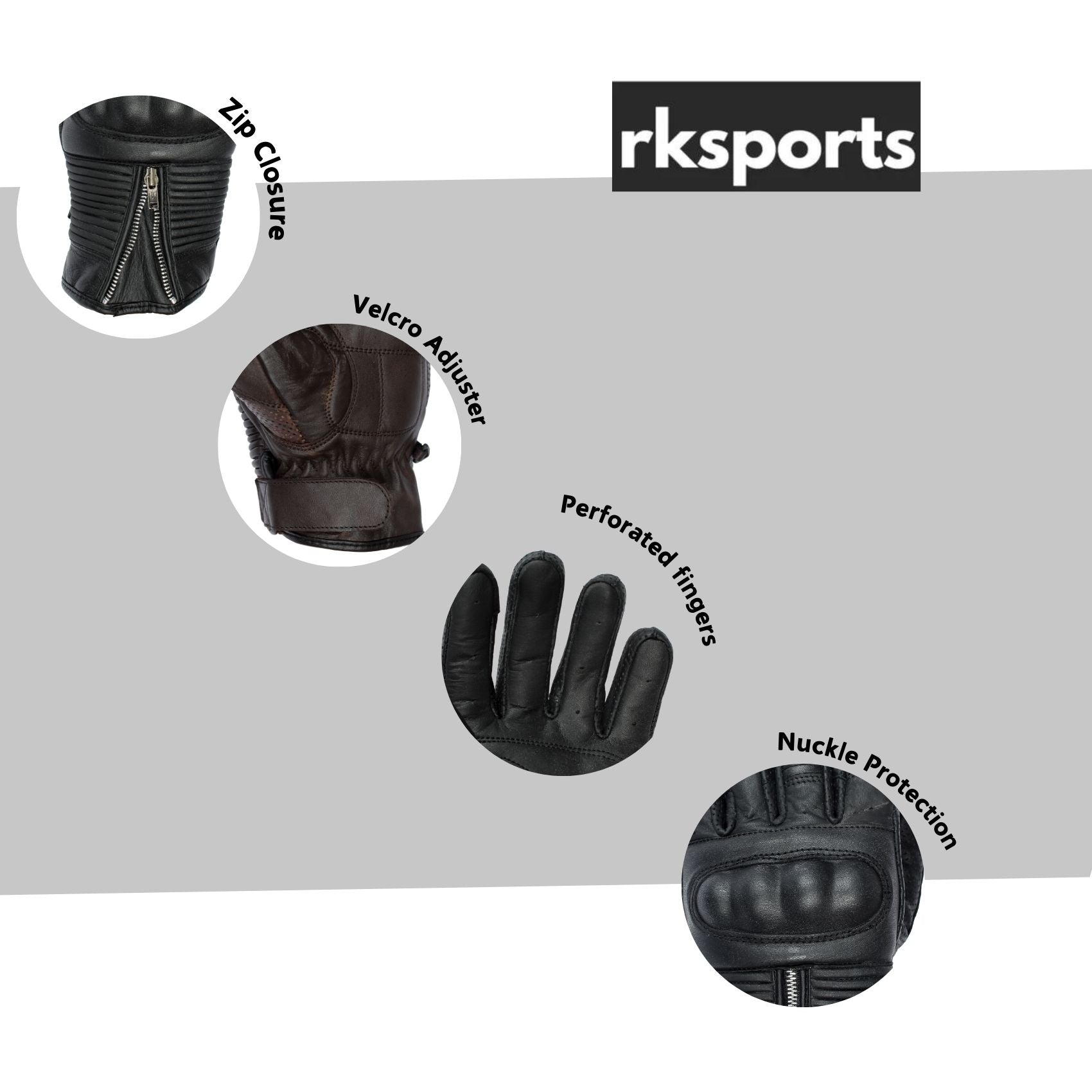 RKsports 420 Classic Summer Motorcycle Gloves – Breathable Cowhide Leather