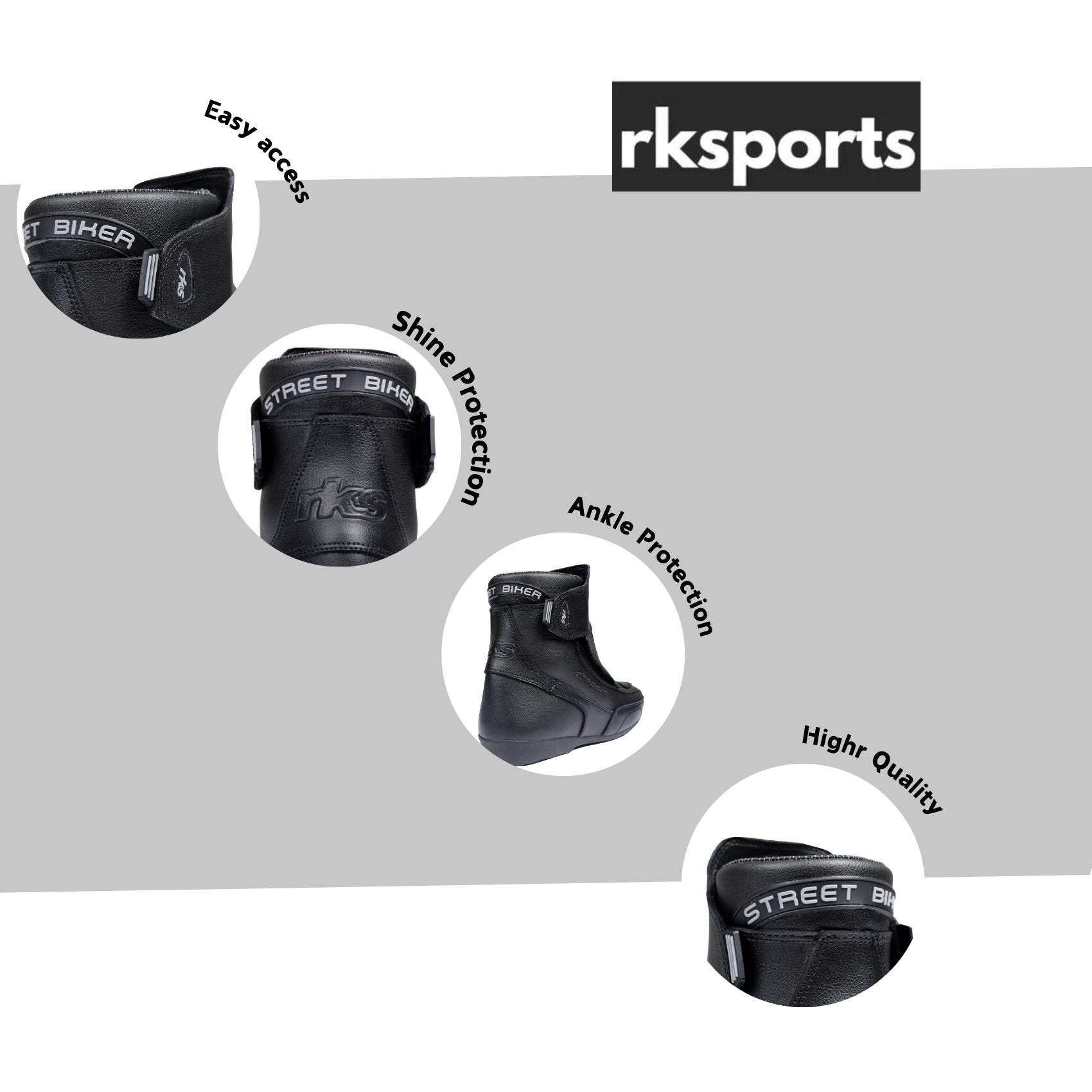 RK-2 SHORT LEATHER CRUISER ANKLE MOTORBIKE MOTORCYCLE BOOTS LADIES & MEN