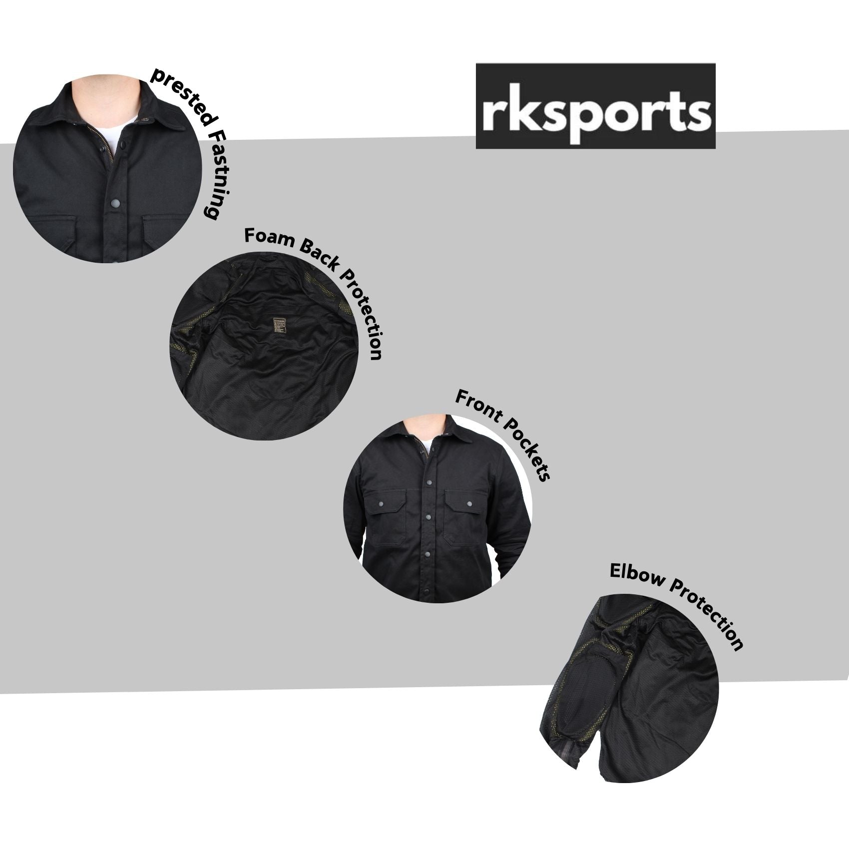 rksports armour shirt CE A Rated motorcycle motorbike Black/Grey/Red