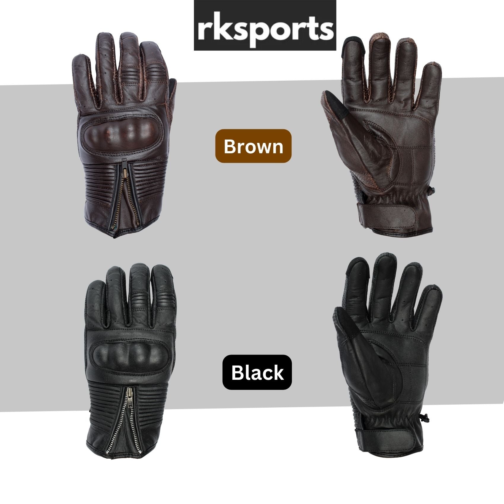 RKsports 420 Classic Summer Motorcycle Gloves – Breathable Cowhide Leather