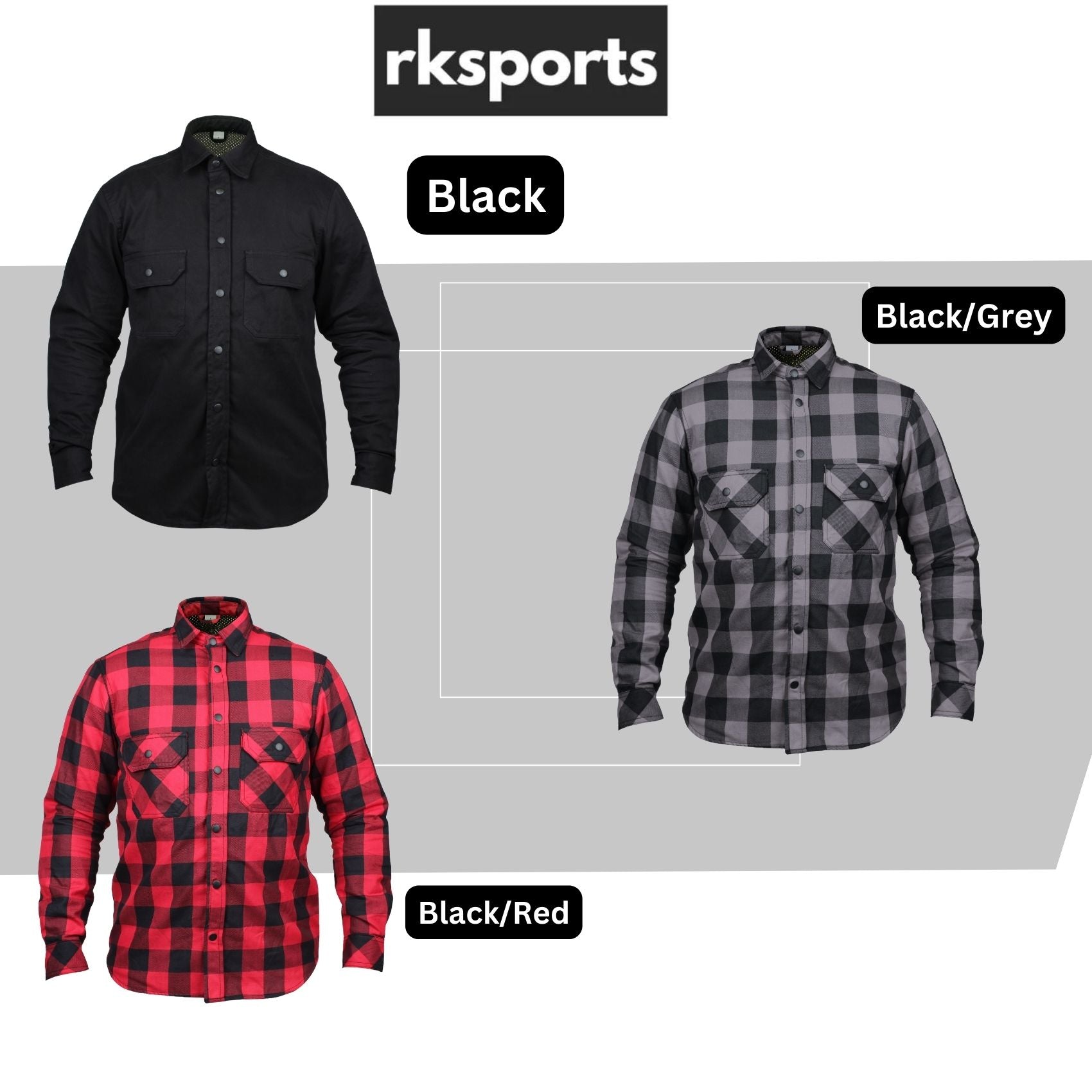 rksports armour shirt CE A Rated motorcycle motorbike Black/Grey/Red