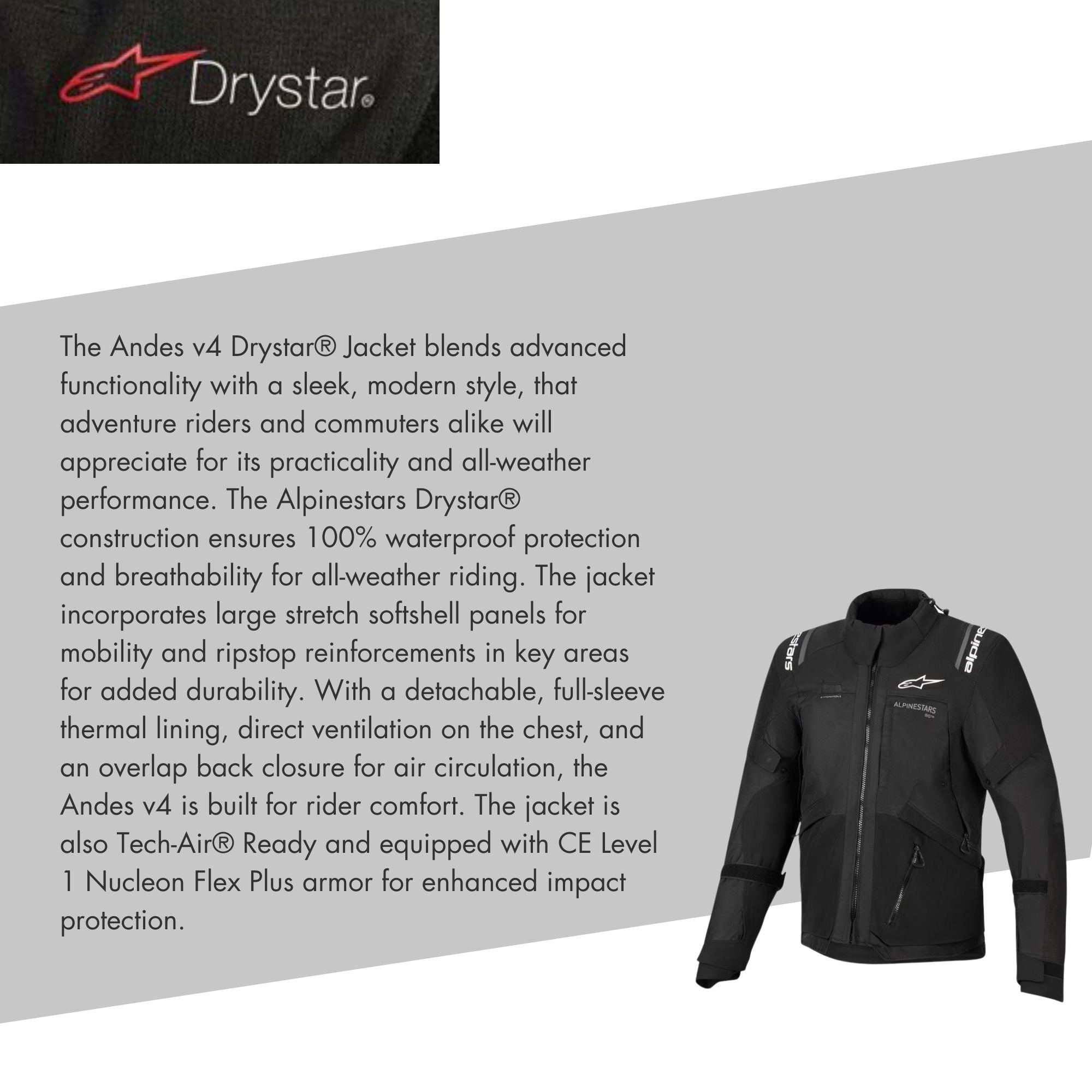 Alpinstars Andes V4 Drystar® Motorcycle Motorbike Jacket