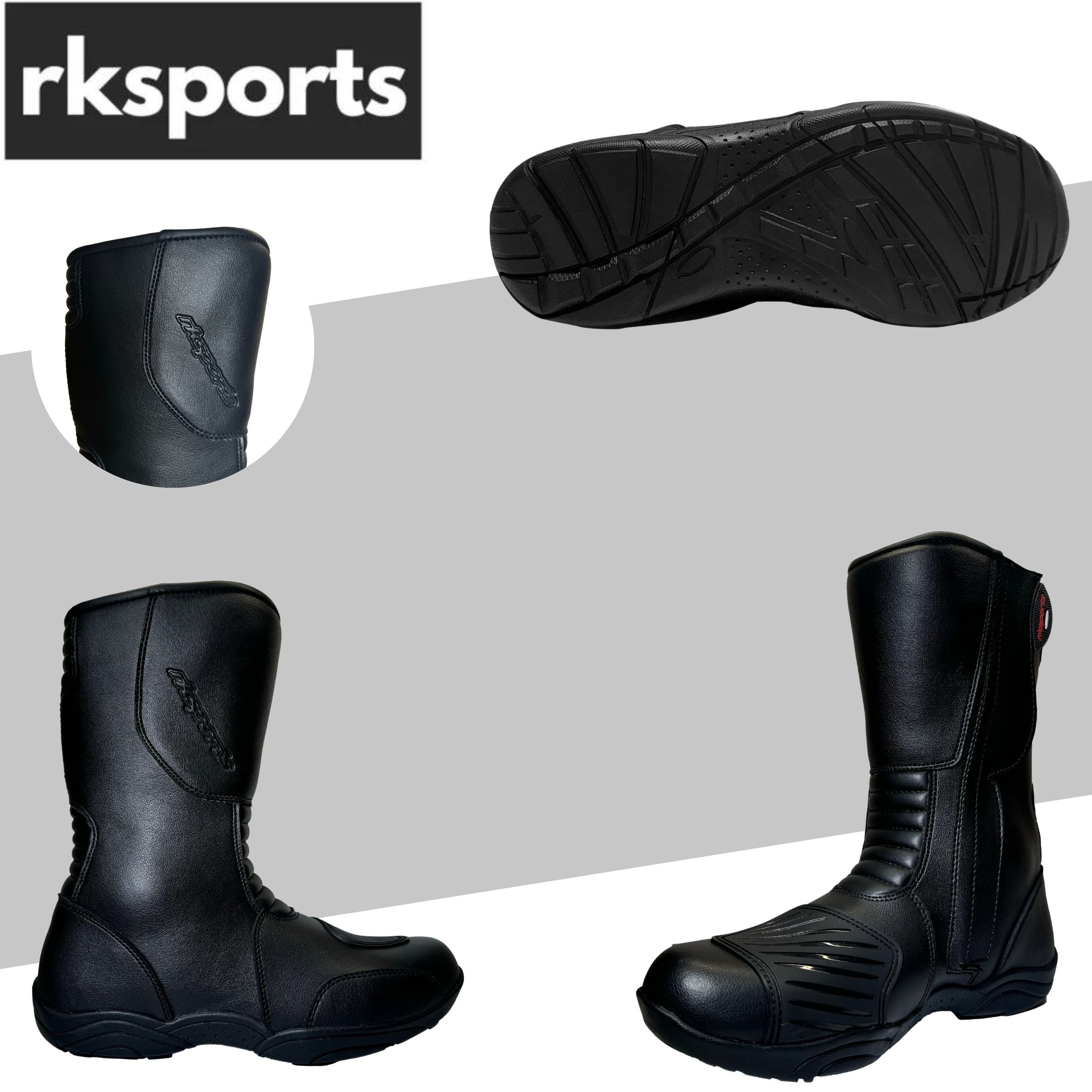 LV11 Motorcycle Black Leather Water Resistant Motorbike Winter Racing Boots