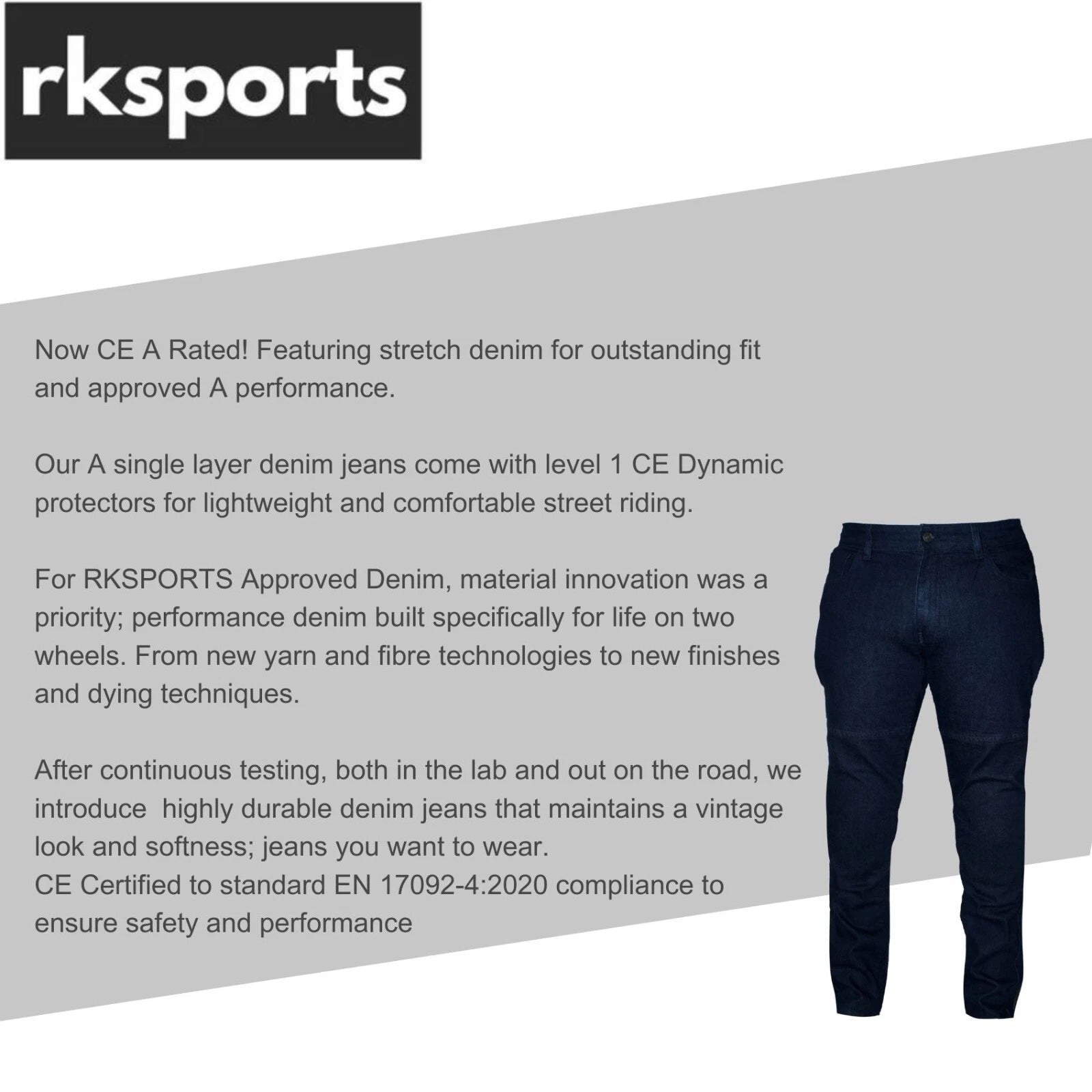 RK Sports Original CE Approved A Rated Motorcycle Denim Jeans – Comfortable