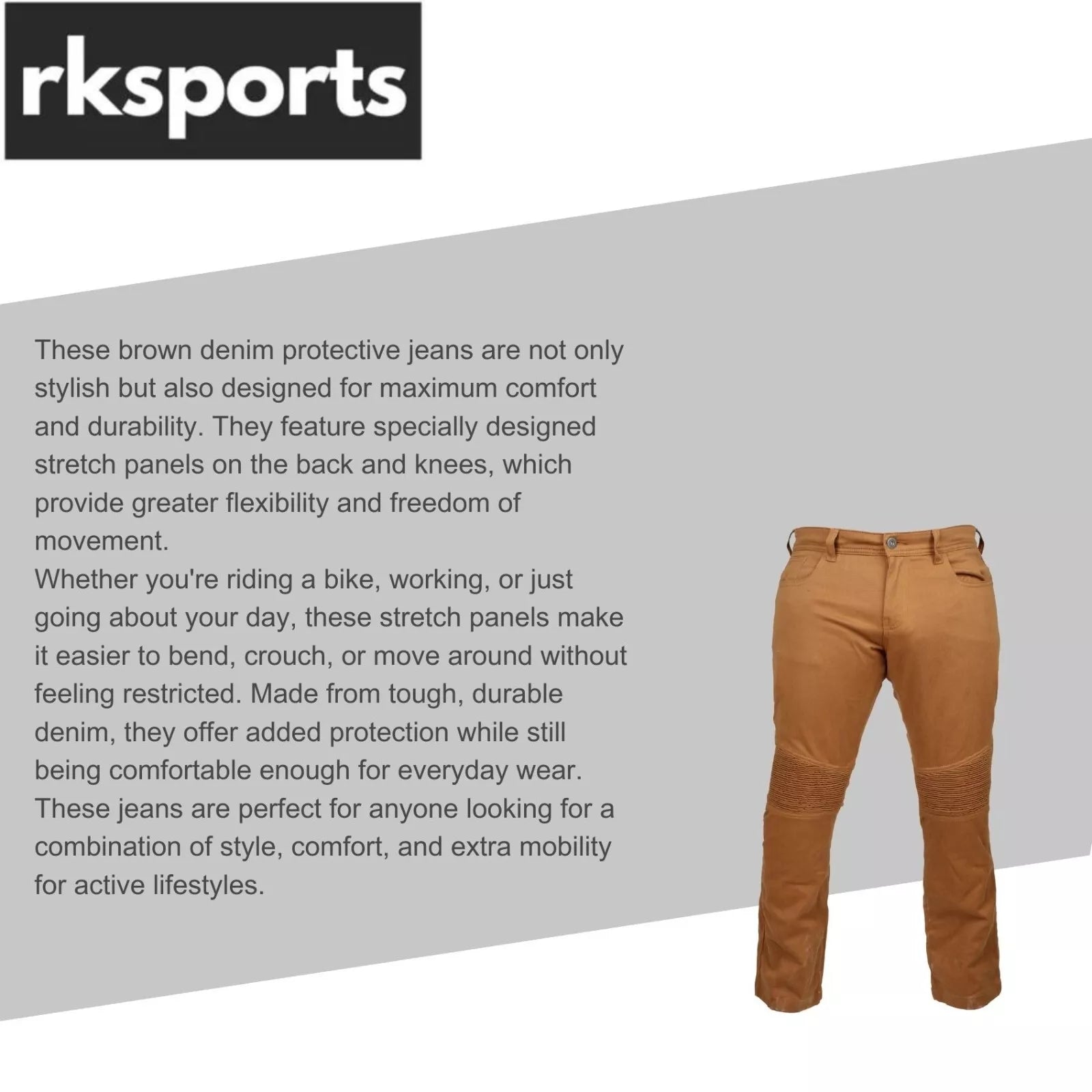 Rksports cargo armed lined Protective men Brown jeans
