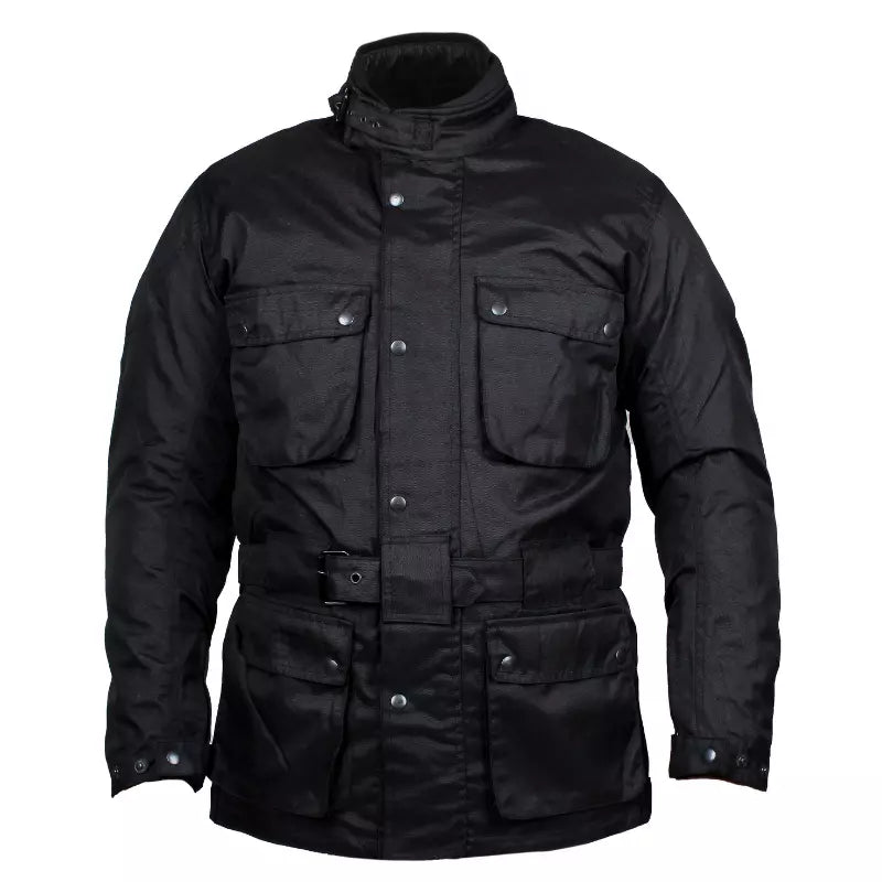 RKsports Black Belt Motorcycle Motorbike Textile Waterproof Jacket