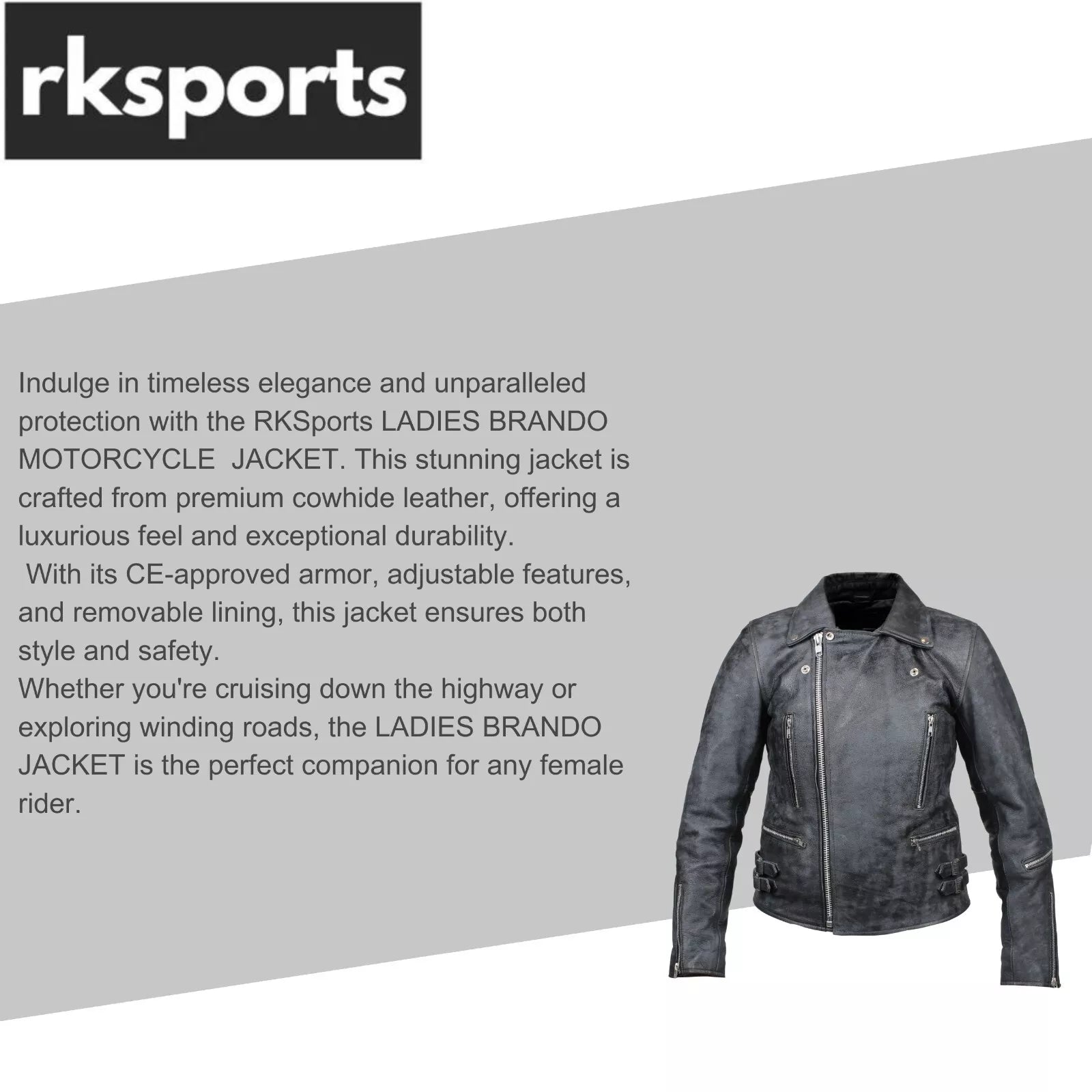 RKsports LADIES BRANDO MOTORCYCLE MOTORBIKE JACKET