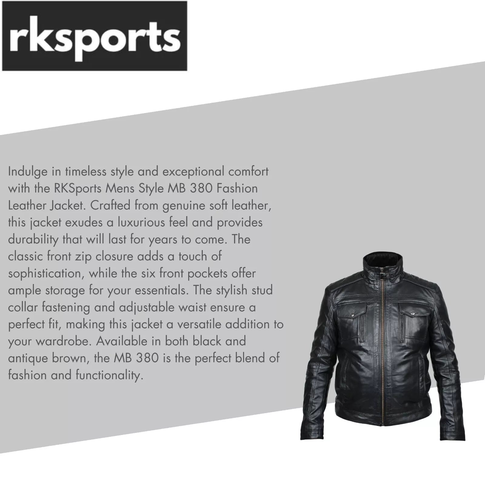 Rksports Mens Style MB 380 Fashion Leather jacket