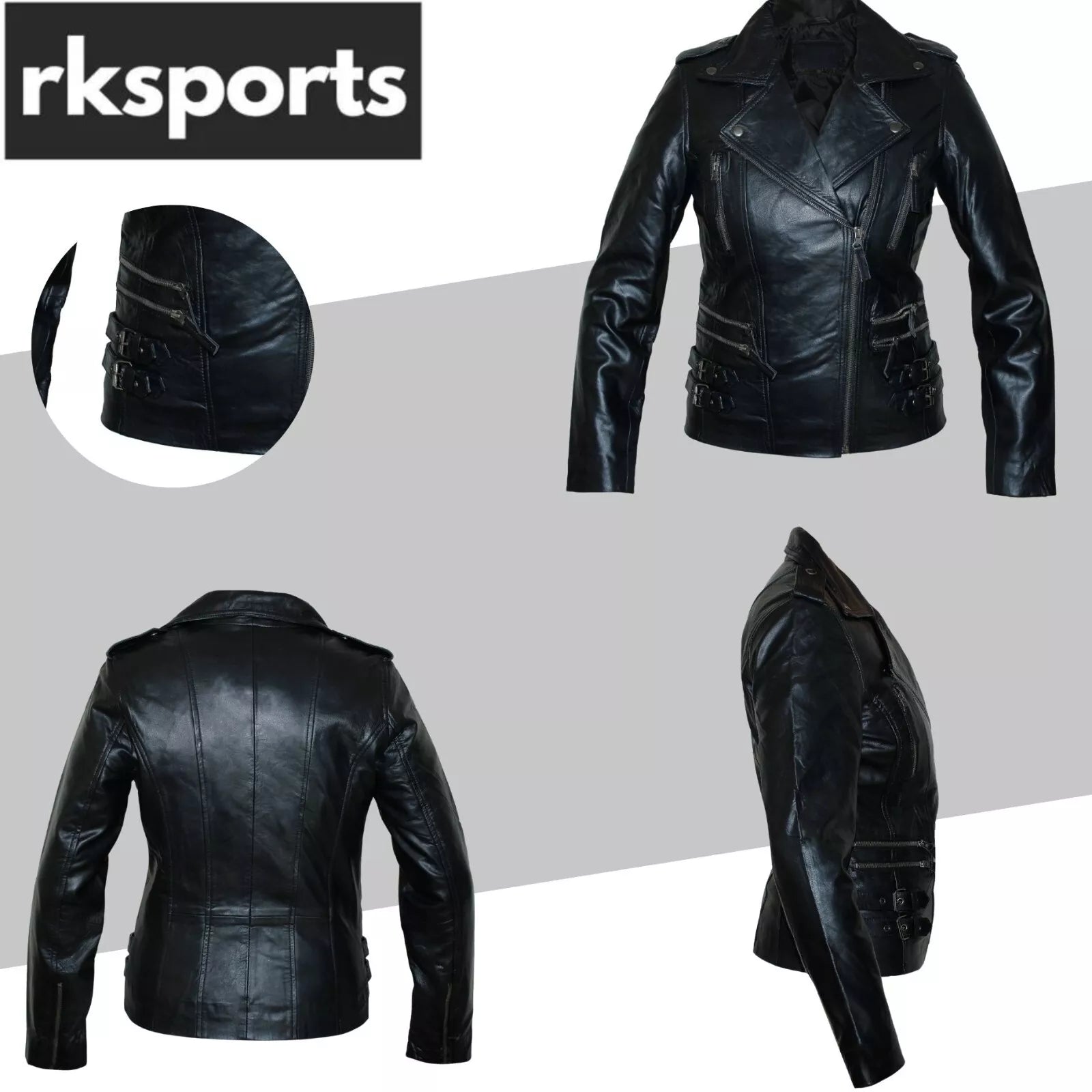 RKSports STYLE ML-65 LADIES FASHION LEATHER JACKET EXCELLENT SOFT LEATHER