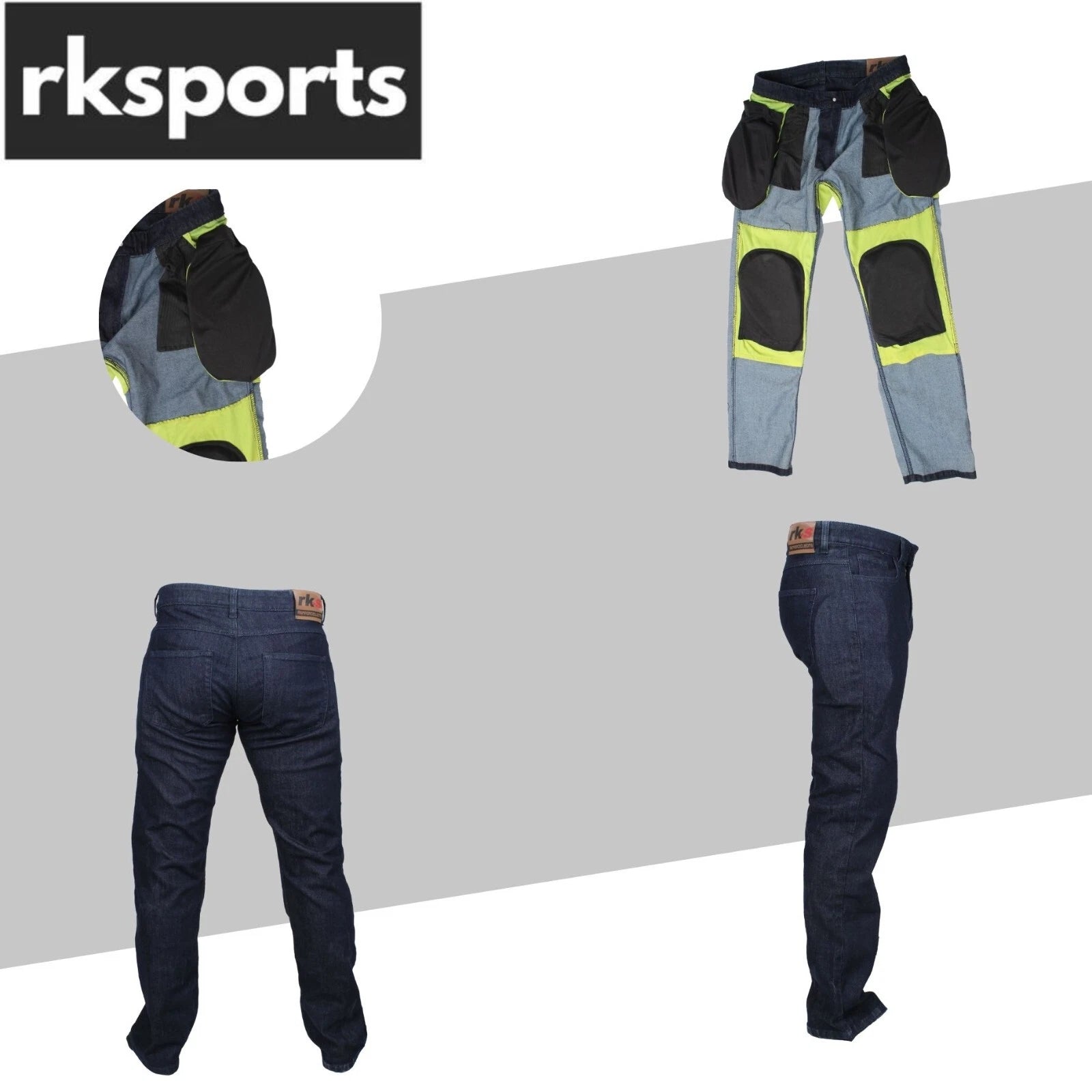 New Mens motorbike Motorcycle Denim stretch Jeans 2 Lengths Protective Lining