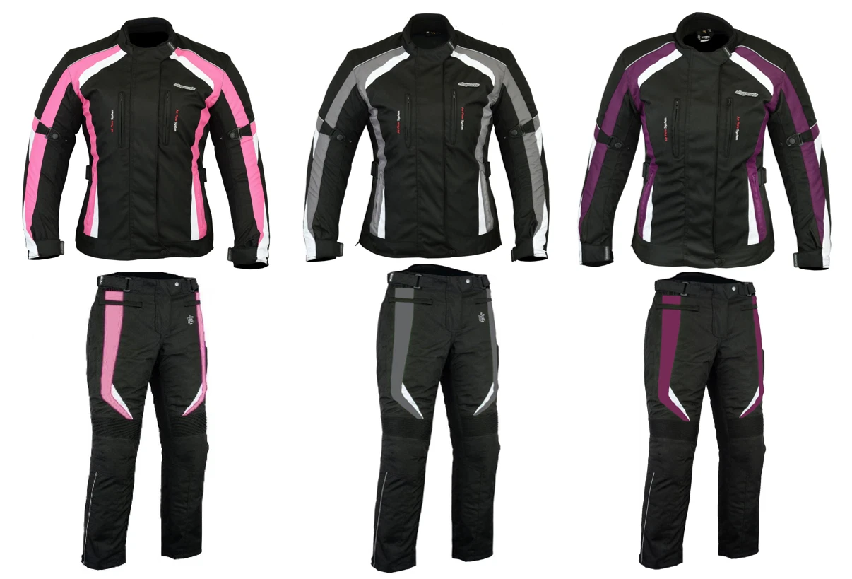 RKSports Motorbike Waterproof Ladies Colored Combo Textile Jacket + Trousers CE