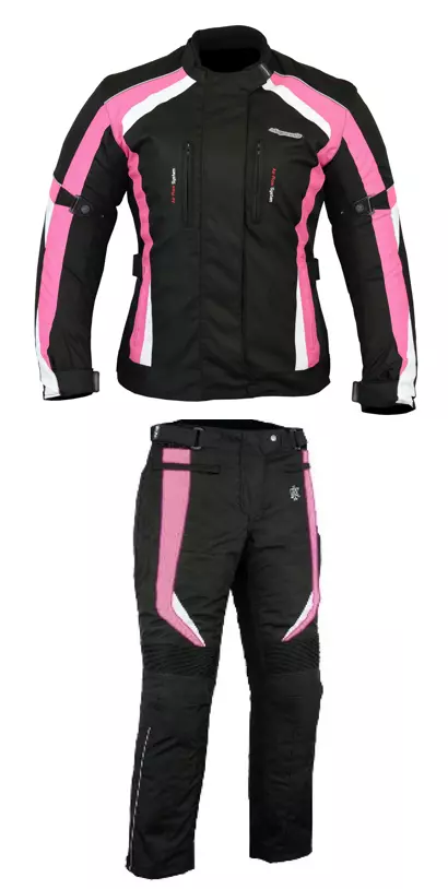 RKSports Motorbike Waterproof Ladies Colored Combo Textile Jacket + Trousers CE