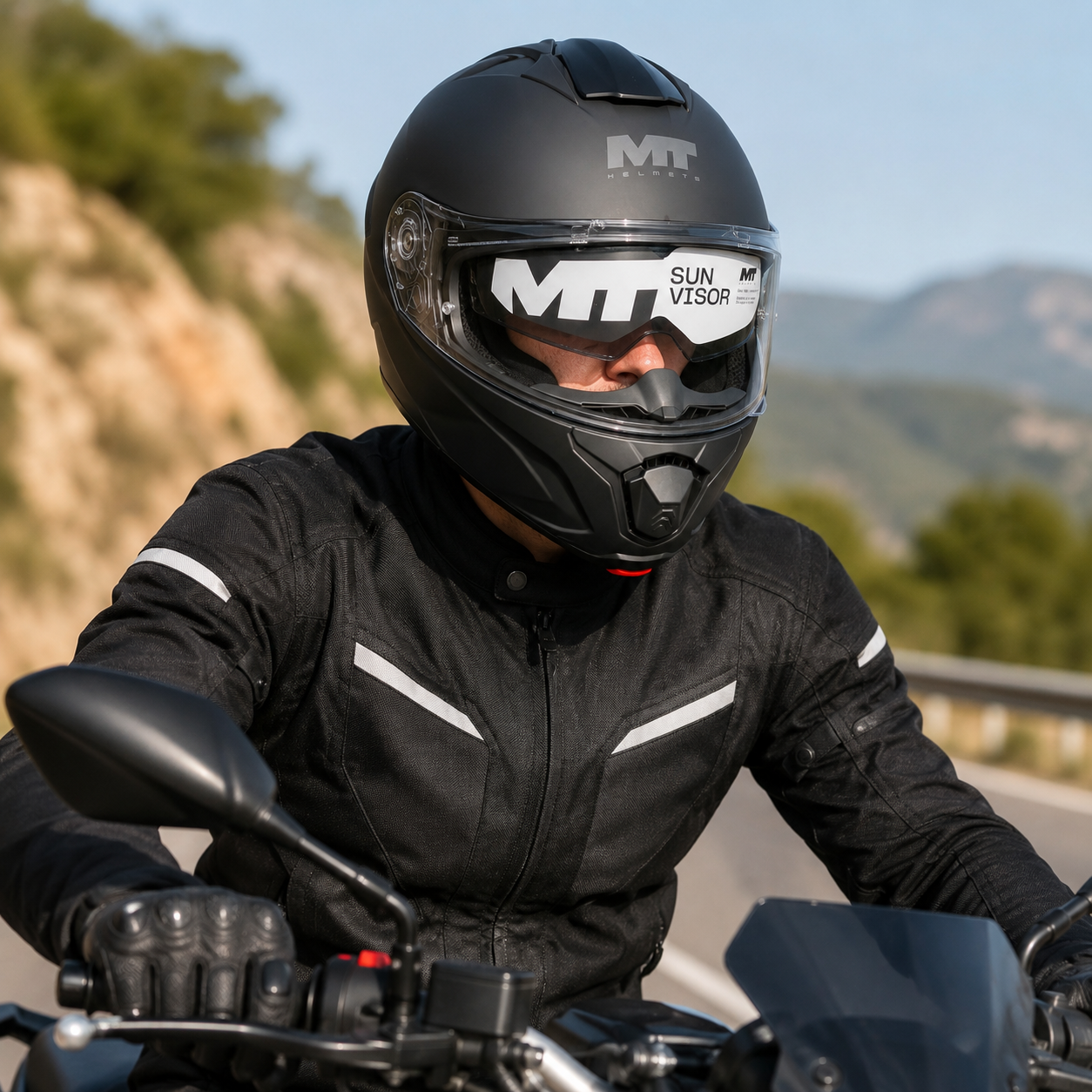 MT Modular Motorcycle Helmet – Matte Black | Flip-Up Full Face Helmet with Internal Sun Visor & Pinlock-Ready Visor