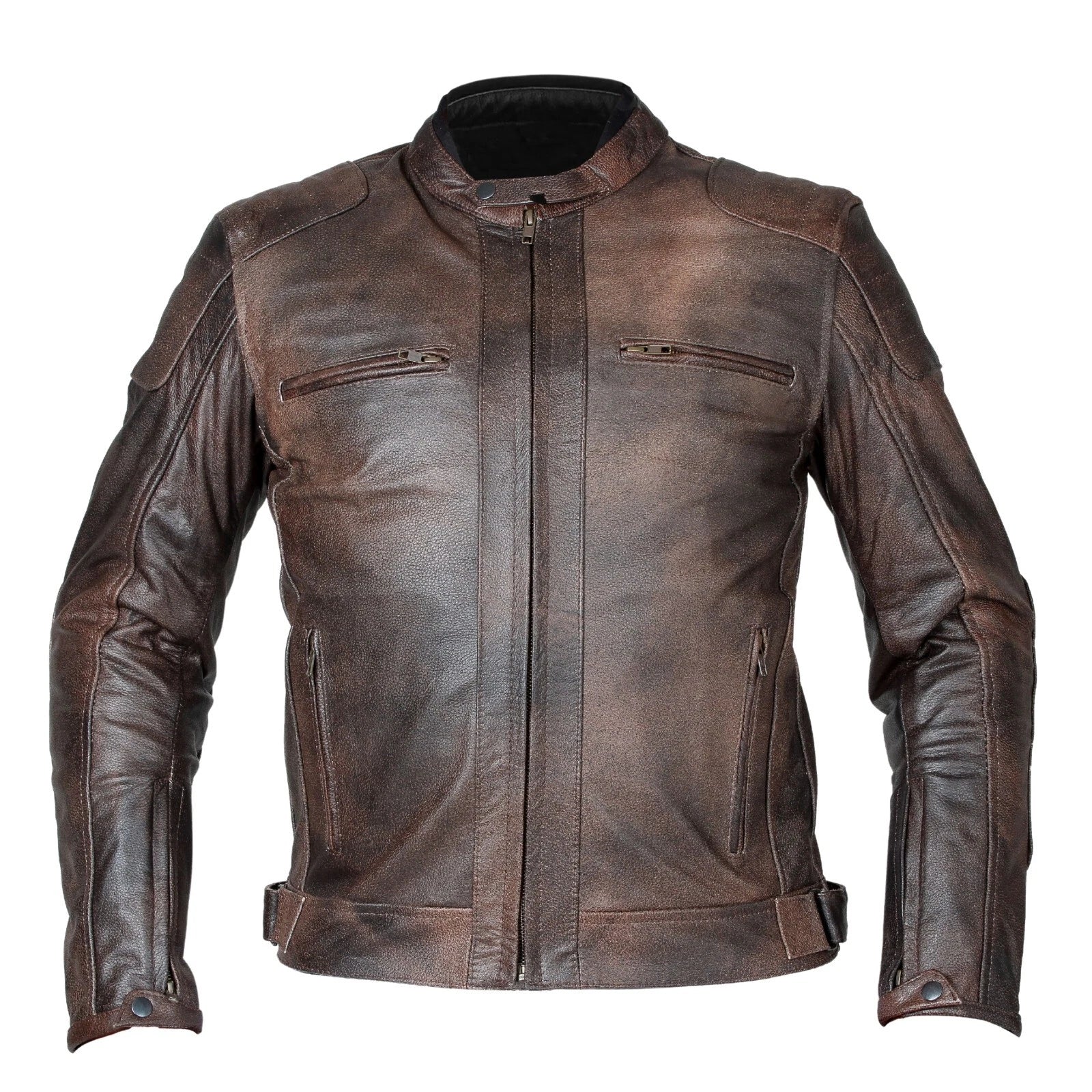 Rksports 06 Mens Brown Fashion Leather Motorcycle Motorbike Jacket with Armour
