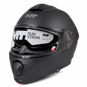 MT Modular Motorcycle Helmet – Matte Black | Flip-Up Full Face Helmet with Internal Sun Visor & Pinlock-Ready Visor