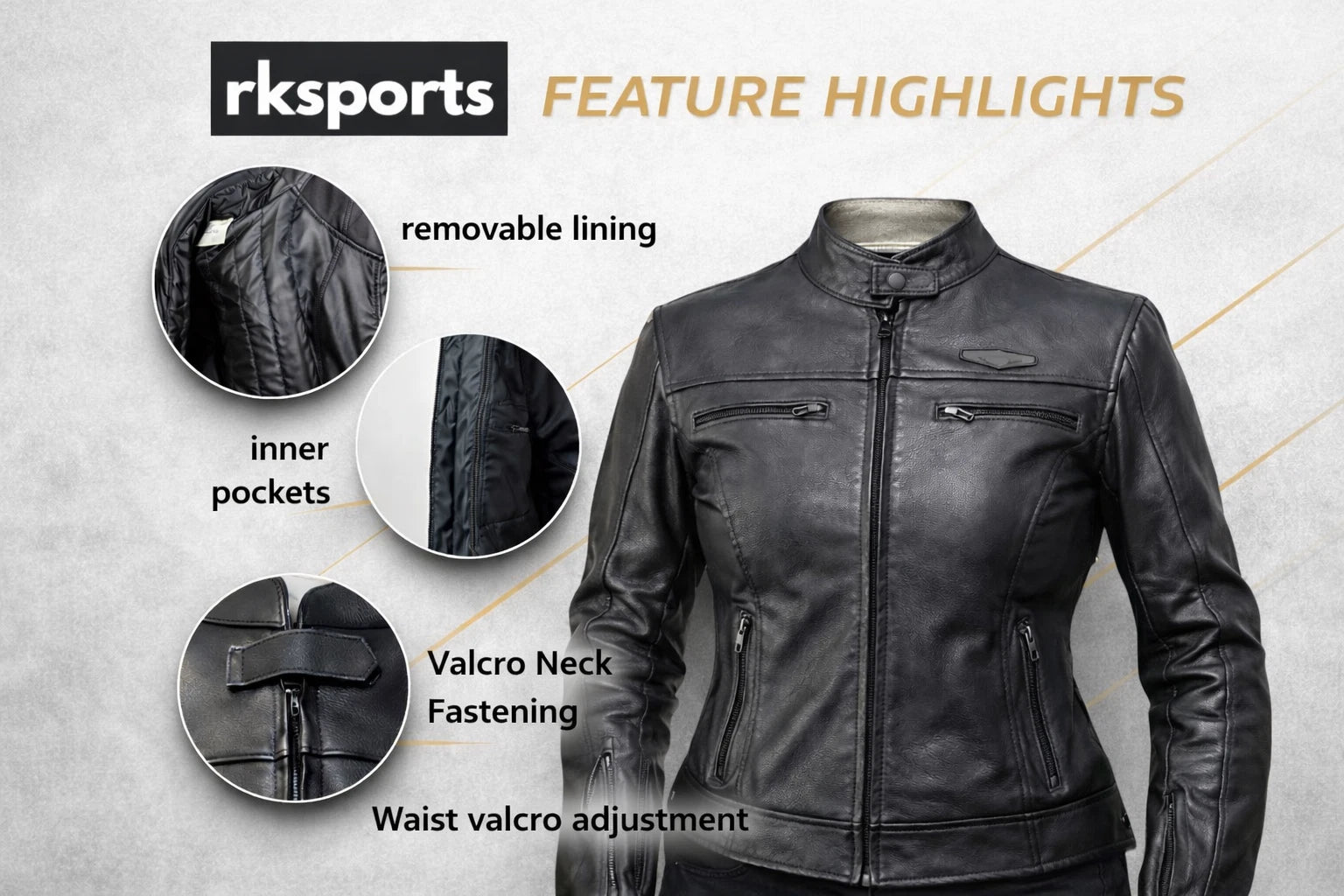 Blouson de moto en cuir Spin de RK Sports