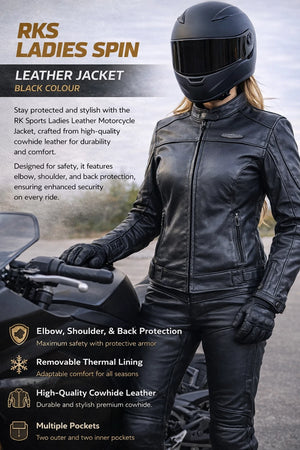 Blouson de moto en cuir Spin de RK Sports