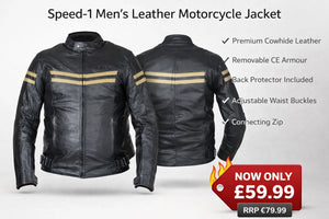 Mens Leather Speed-1 Fashion Motorcycle Motorbike Armoured Jacket