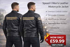 Mens Leather Speed-1 Fashion Motorcycle Motorbike Armoured Jacket
