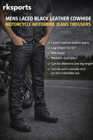 Jean Moto RK Sports en Cuir de Vachette Entrelacé