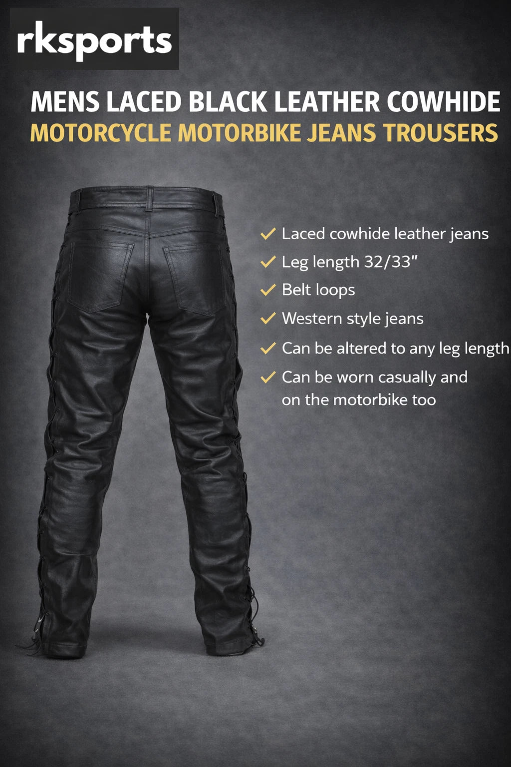 Jean Moto RK Sports en Cuir de Vachette Entrelacé