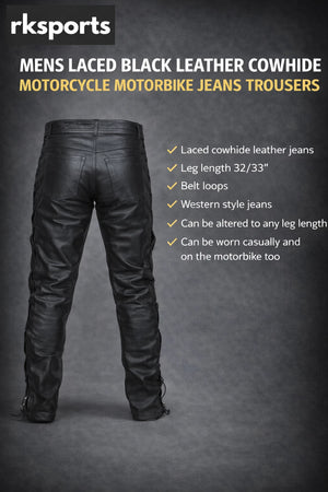 Jean Moto RK Sports en Cuir de Vachette Entrelacé