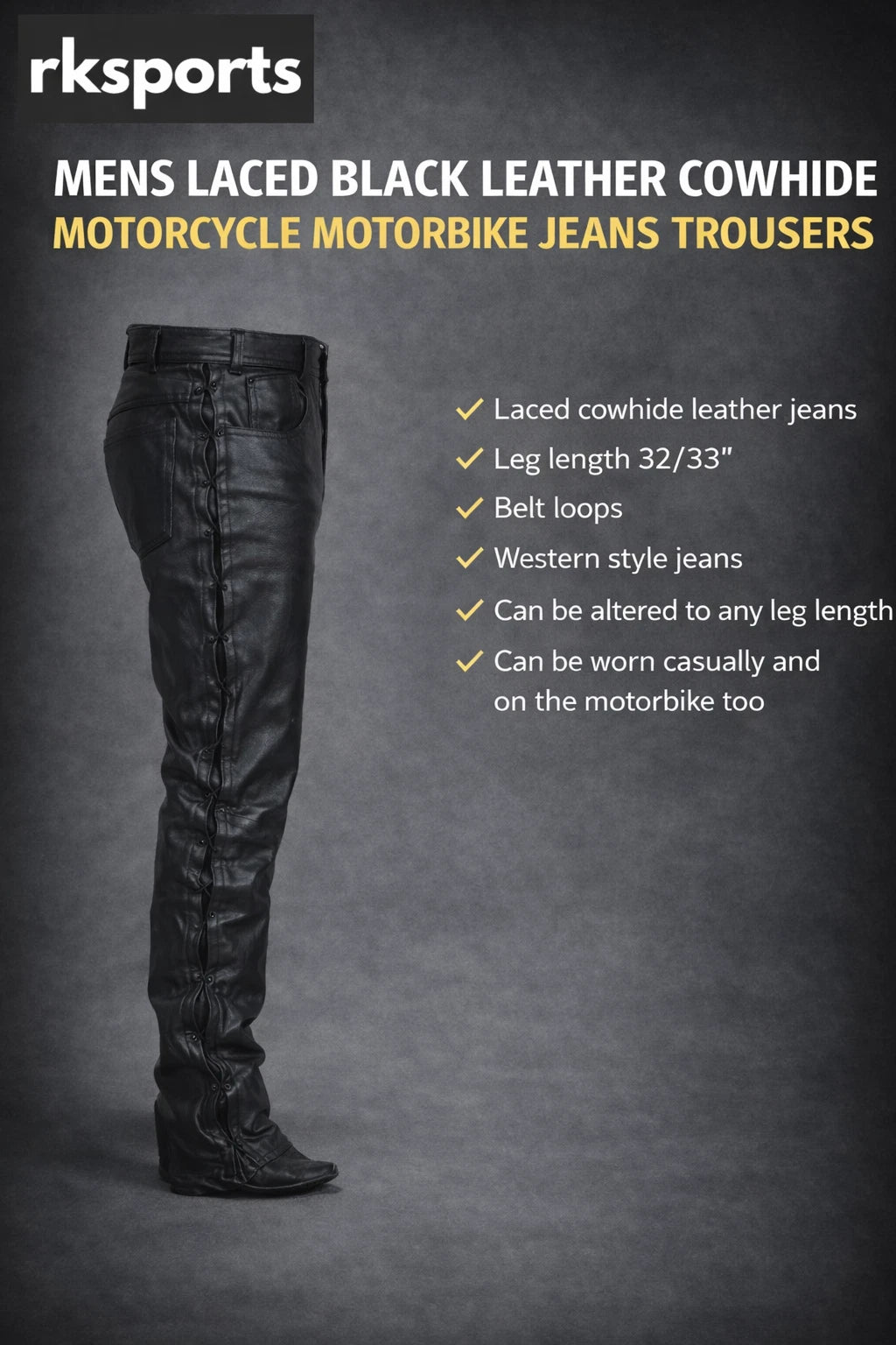 Jean Moto RK Sports en Cuir de Vachette Entrelacé