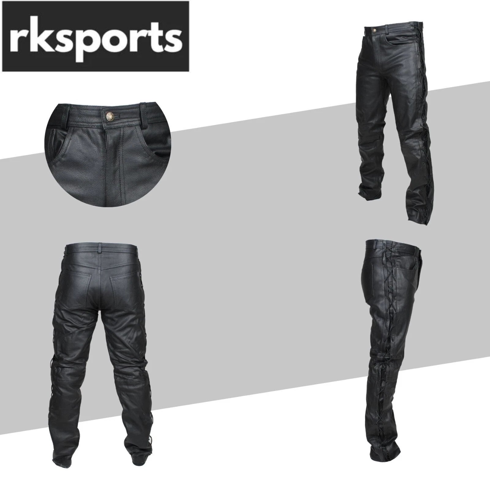 Jean Moto RK Sports en Cuir de Vachette Entrelacé