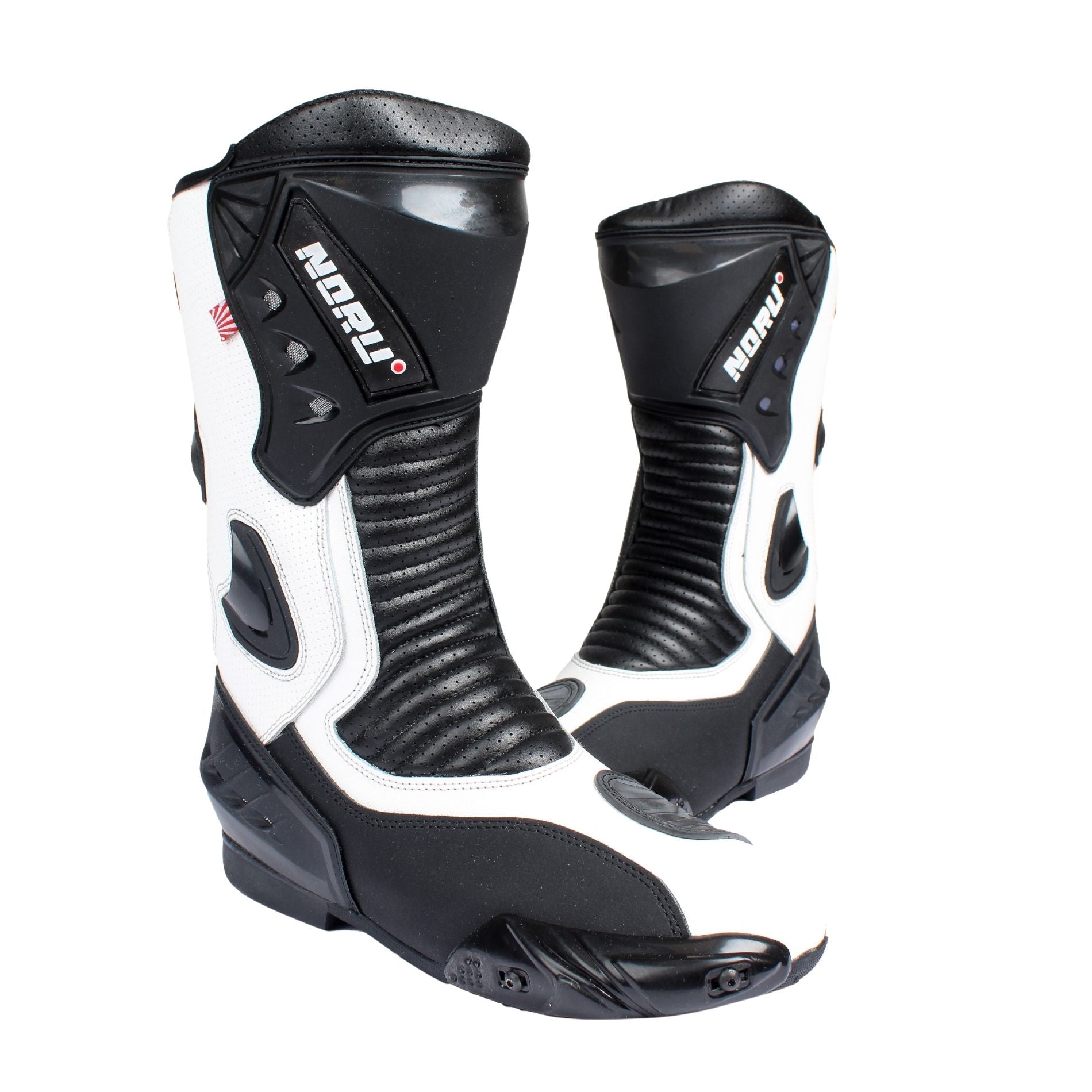 Rksport New Noru race Motorcycle Black white Leather Sports Race Boots