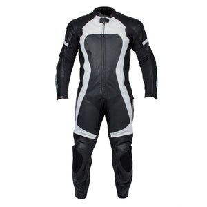 RKSPORTS ONE PIECE LEATHER BLACK WHITE MOTORCYCLE MOTORBIKE SUIT