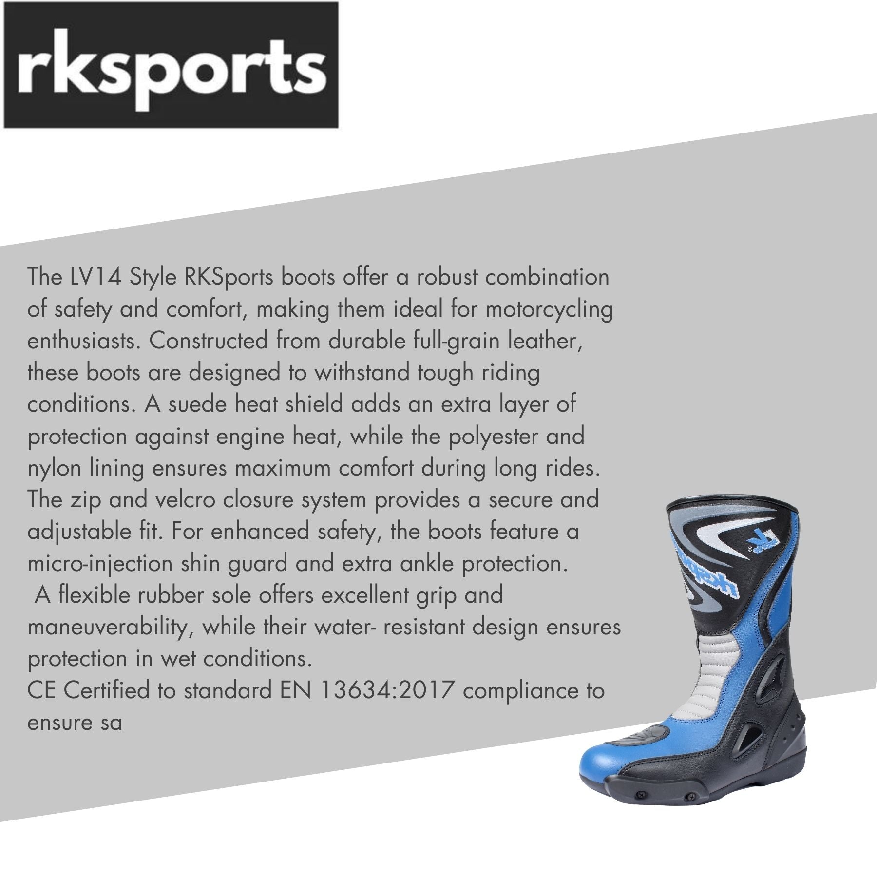 LV14 Motorcycle Black Blue Red Armoured Leather Waterproof Motorbike Race Boots