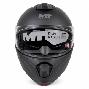 MT Modular Motorcycle Helmet – Matte Black | Flip-Up Full Face Helmet with Internal Sun Visor & Pinlock-Ready Visor