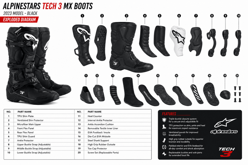 2023 Alpinestars Tech 3 MX Boots - Black