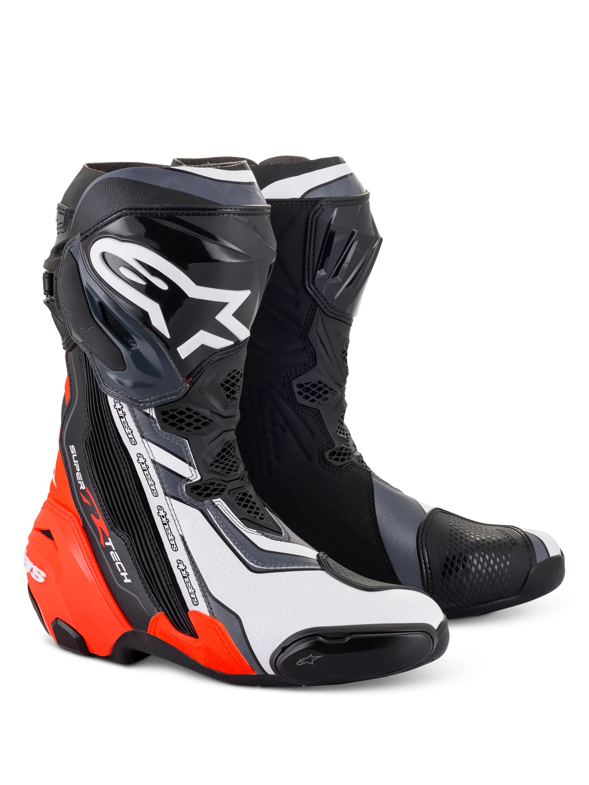 Alpinestars Supertech R 2022 Black Red Fluo White Gray Motorcycle Boots - New...