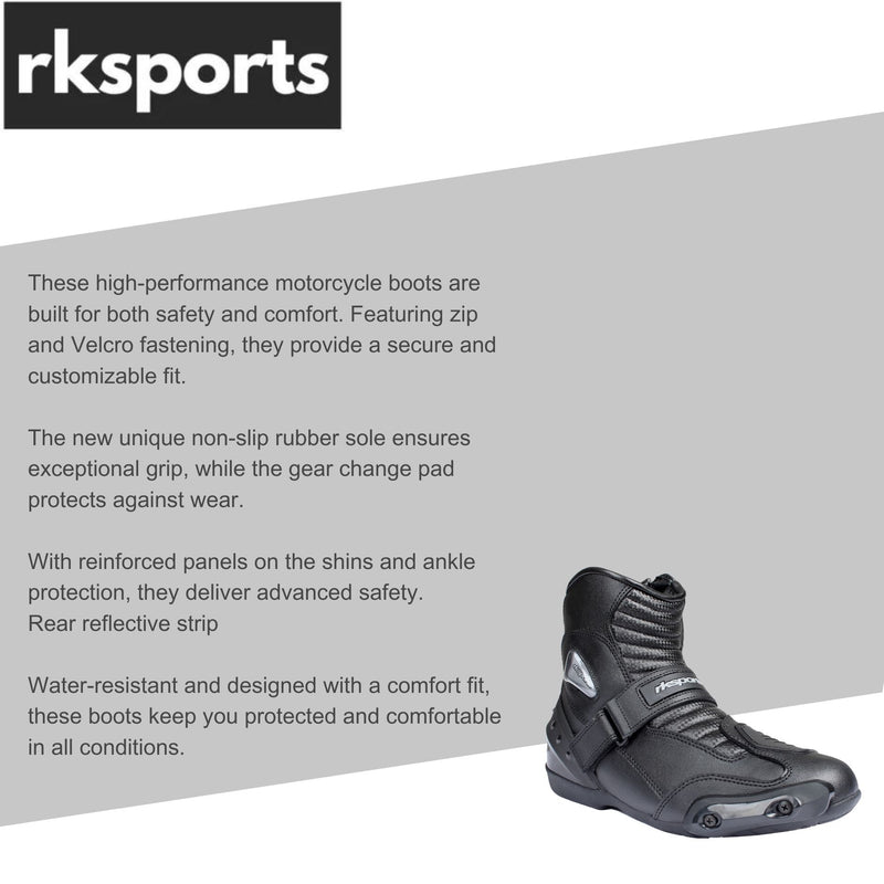 RK-3 SHORT LEATHER CRUISER Ankle MOTORBIKE MOTORCYCLE BOOTS MENS KIDS LADIES