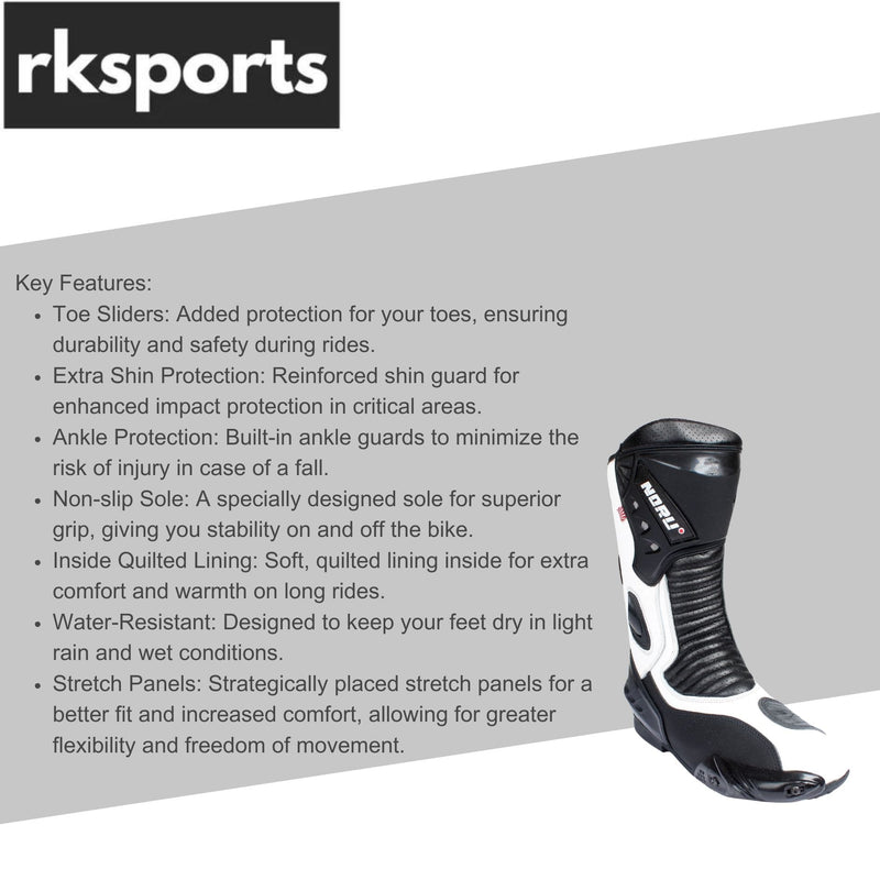 Rksport New Noru race Motorcycle Black white Leather Sports Race Boots