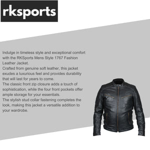 Rksports Mens  Style 1767 Fashion Leather jacket