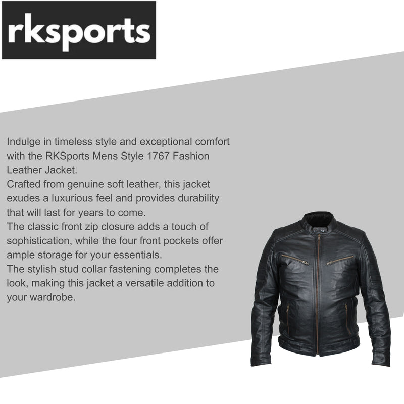 Rksports Mens  Style 1767 Fashion Leather jacket