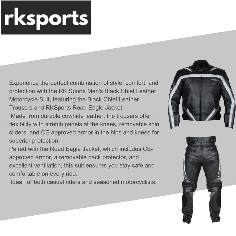 RKsports Chief Motorcycle Leather Trouser and Road Eagle Jacket Combination