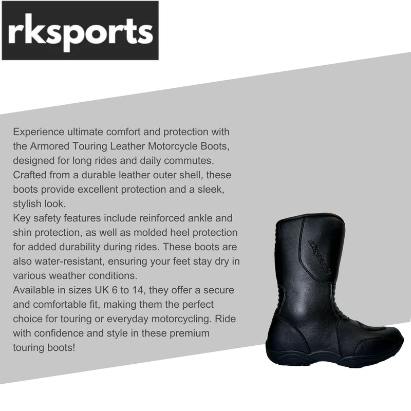LV11 Motorcycle Black Leather Water Resistant Motorbike Winter Racing Boots