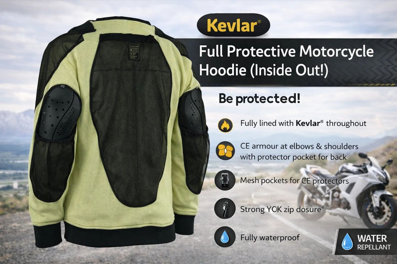 rksports Kevlar Lined And Protective Armoured Motorcycle Hoodie